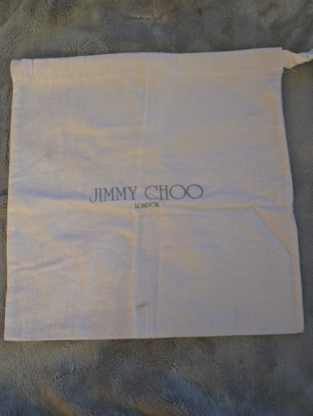 Jimmy Choo White and Gray Logo Dust Bag